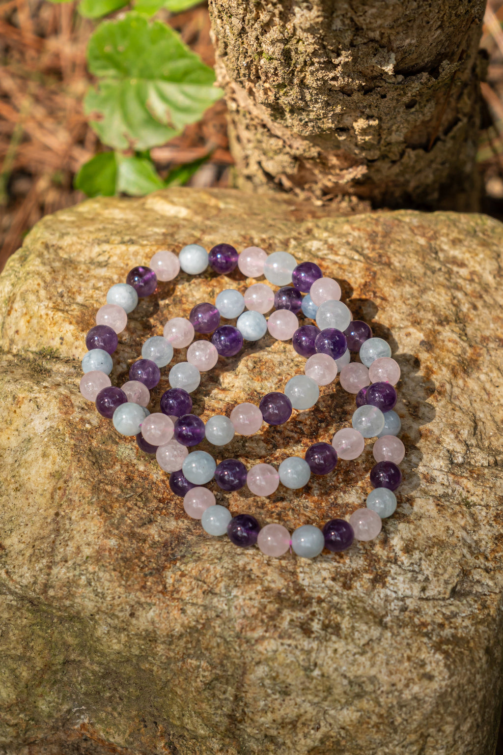 Aquamarine + Rose Quartz + Amethyst - Pulsera - foto 029